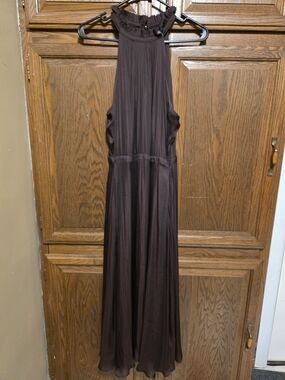 Banana Republic Dark Brown Pleated Sleeveless Dress